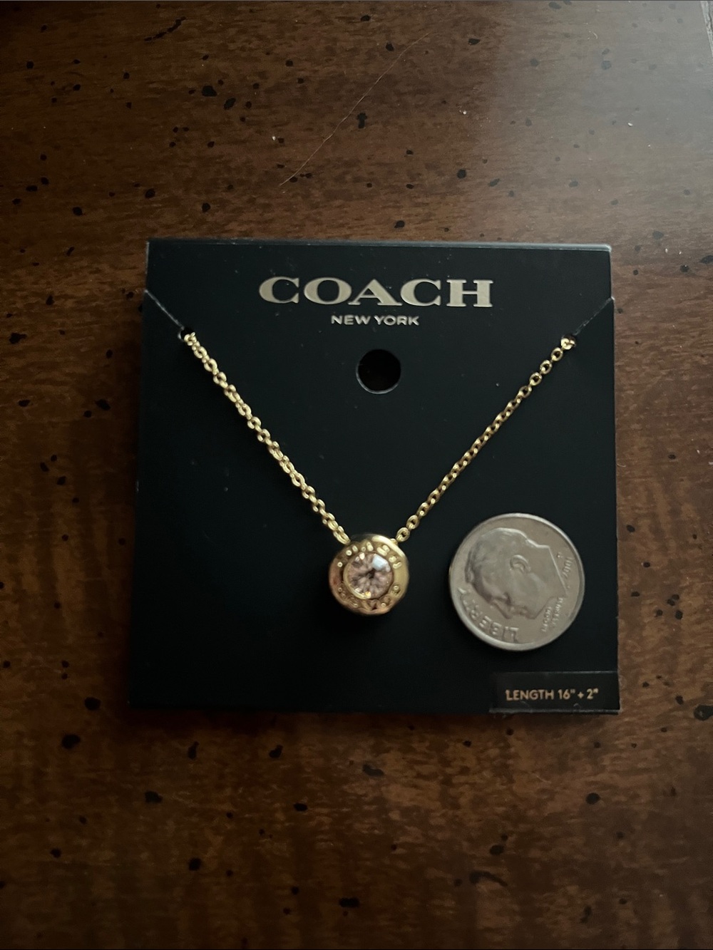 Coach Gold-Tone Crystal Pendant Necklace - Picture 3 of 3
